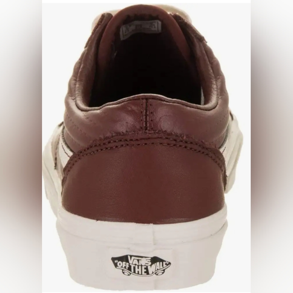 Vans Moto Leather UA Old Skool Maroon w White Logo Unisex Sneakers M  8.5 W 10 - Picture 2 of 7